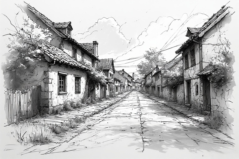 Dessin d'un village